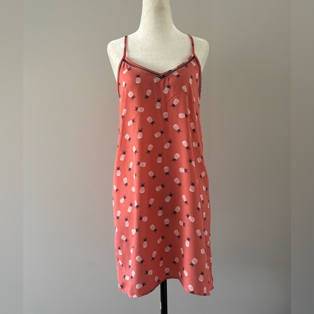 Pineapple Print Pink Slip Dress